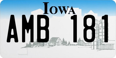 IA license plate AMB181