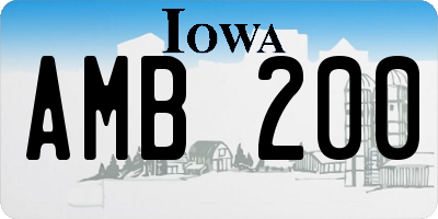 IA license plate AMB200