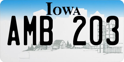 IA license plate AMB203