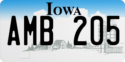 IA license plate AMB205