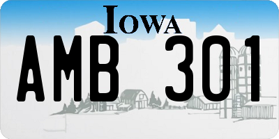 IA license plate AMB301