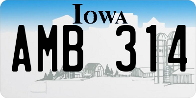 IA license plate AMB314
