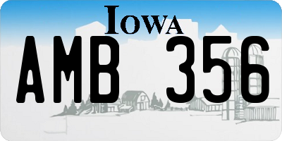 IA license plate AMB356
