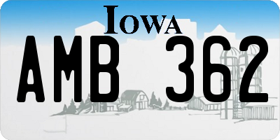 IA license plate AMB362