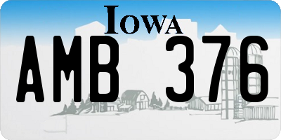 IA license plate AMB376