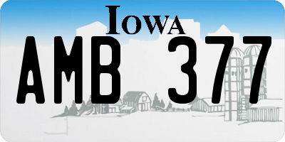 IA license plate AMB377