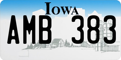 IA license plate AMB383