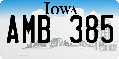 IA license plate AMB385