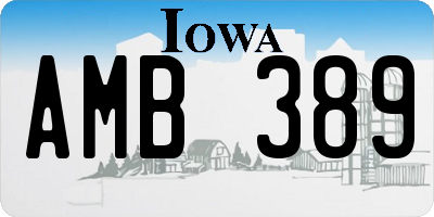 IA license plate AMB389
