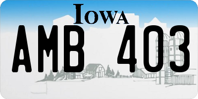 IA license plate AMB403