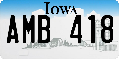 IA license plate AMB418