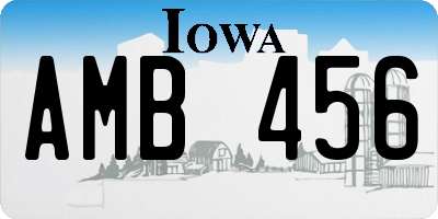 IA license plate AMB456