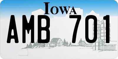 IA license plate AMB701