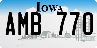 IA license plate AMB770