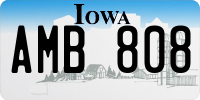 IA license plate AMB808