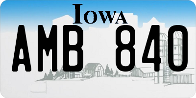 IA license plate AMB840