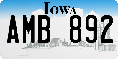 IA license plate AMB892