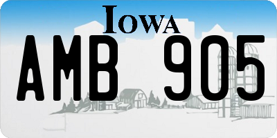 IA license plate AMB905
