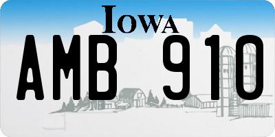 IA license plate AMB910