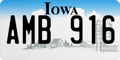 IA license plate AMB916