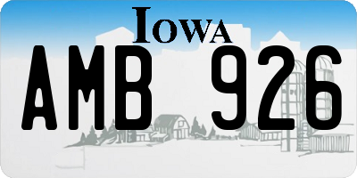 IA license plate AMB926