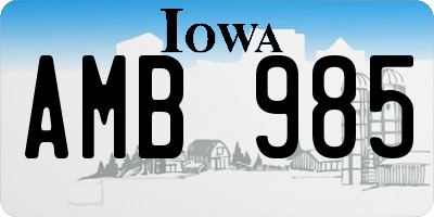 IA license plate AMB985