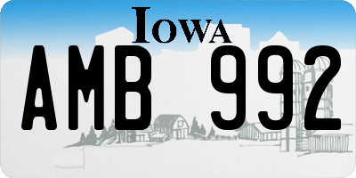 IA license plate AMB992