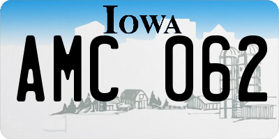 IA license plate AMC062