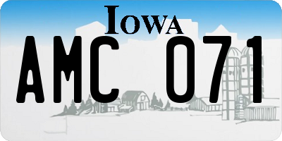 IA license plate AMC071