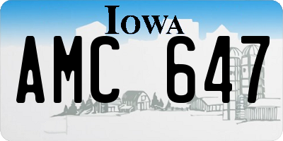 IA license plate AMC647