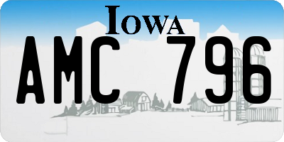 IA license plate AMC796