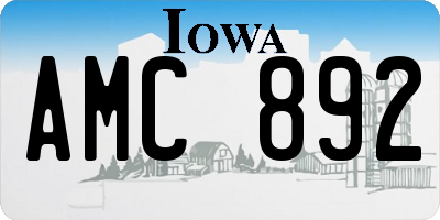 IA license plate AMC892