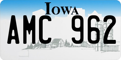 IA license plate AMC962