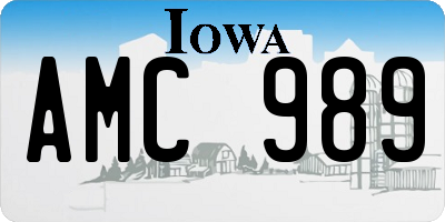 IA license plate AMC989