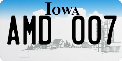 IA license plate AMD007