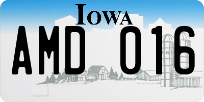 IA license plate AMD016