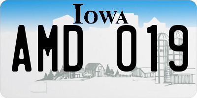 IA license plate AMD019