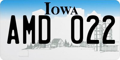 IA license plate AMD022