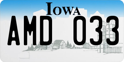 IA license plate AMD033