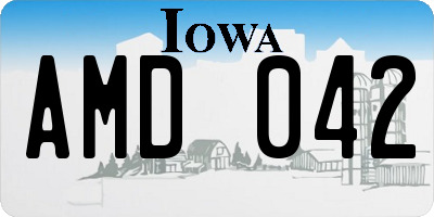 IA license plate AMD042