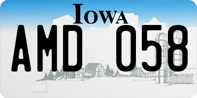 IA license plate AMD058