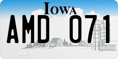 IA license plate AMD071