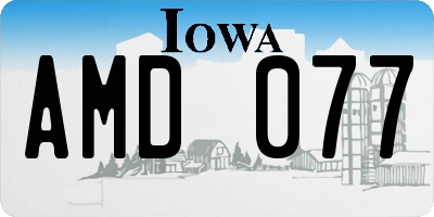 IA license plate AMD077