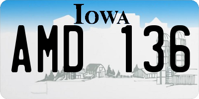IA license plate AMD136