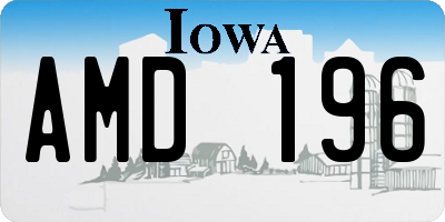 IA license plate AMD196