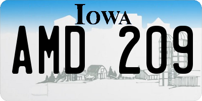 IA license plate AMD209