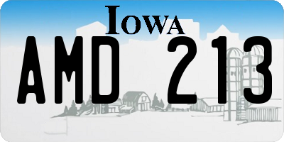 IA license plate AMD213