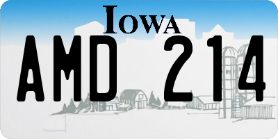 IA license plate AMD214