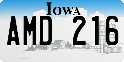 IA license plate AMD216