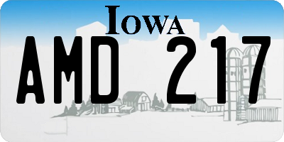 IA license plate AMD217